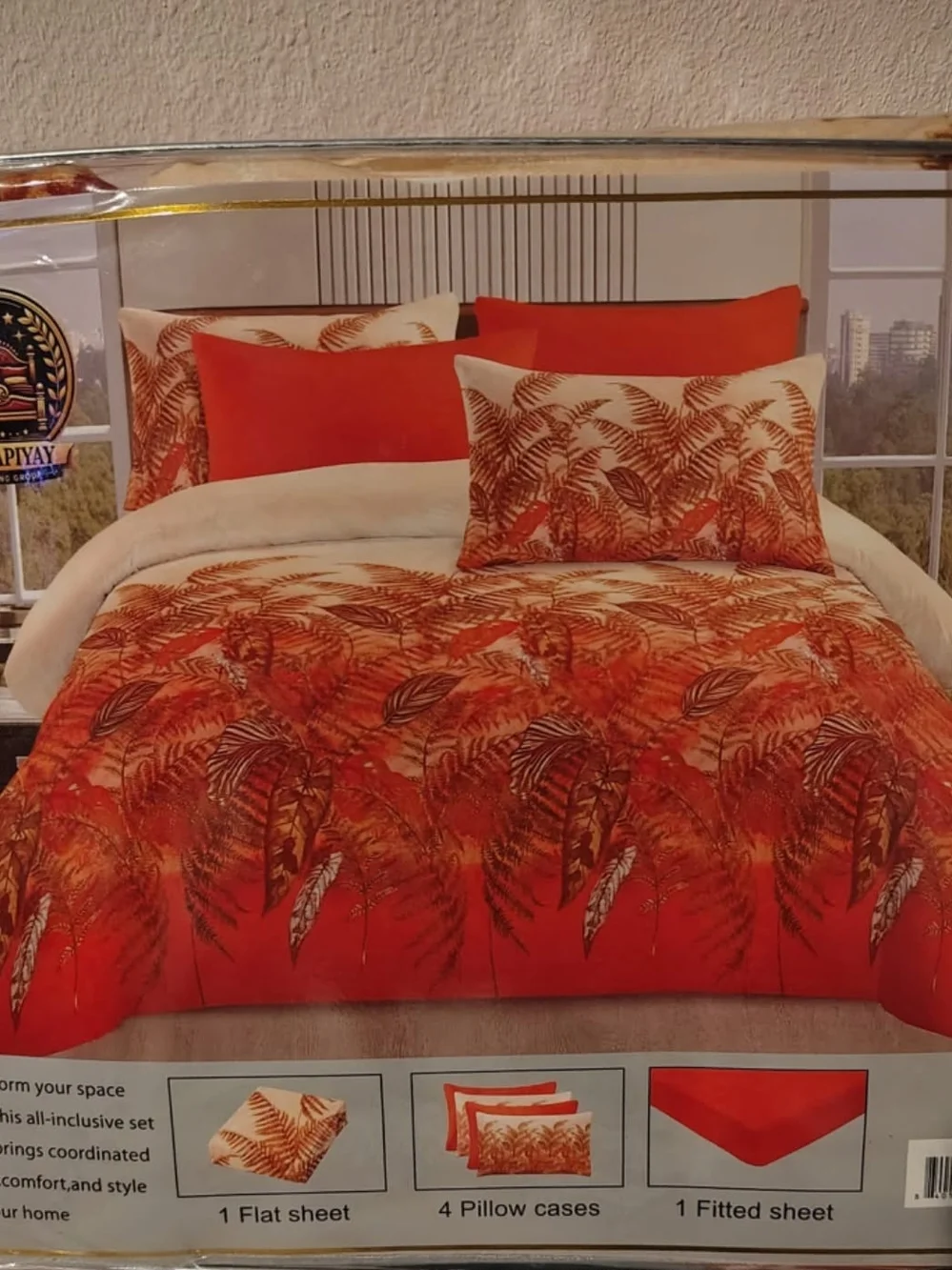 Red Tropical Fern Comforter Set by